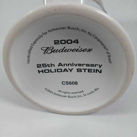 Budweiser Holiday Stein 2004 25th Anniversary Edition Clydesdales w/ Box - Picture 8 of 8
